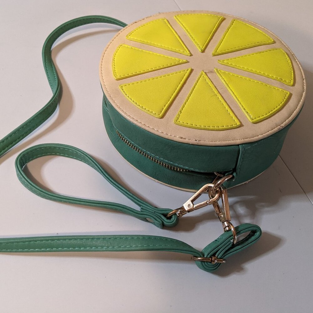Women's Citrus Crossbody Bag - Teal and Yellow, Removable Strap, Wristlet Option